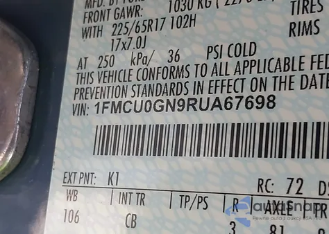 2024 Ford Escape Active from USA, damaged, VIN 1FMCU0GN9RUA67698